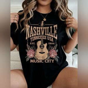 Black Nashville Music City Graphic Tee